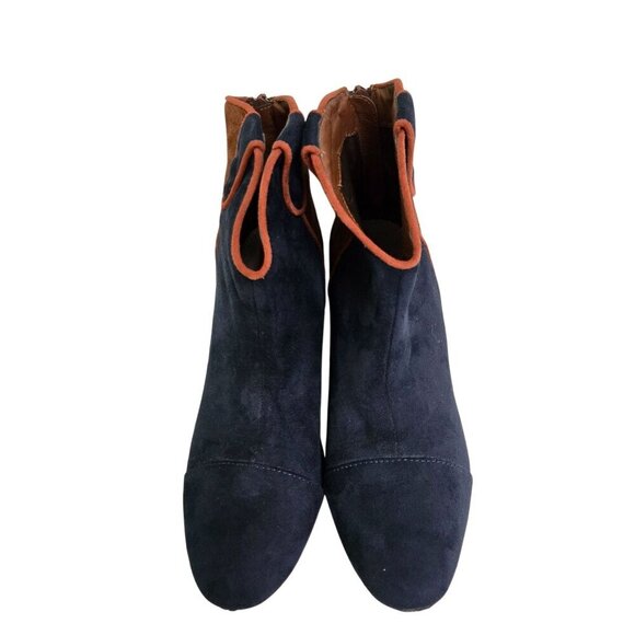 Vanessa Wu Anthropologie Colorblock Western Ankle Boots Navy Tan Size 39/9 - Picture 5 of 11